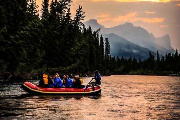An evening float down the Bow River with a smokey sky.